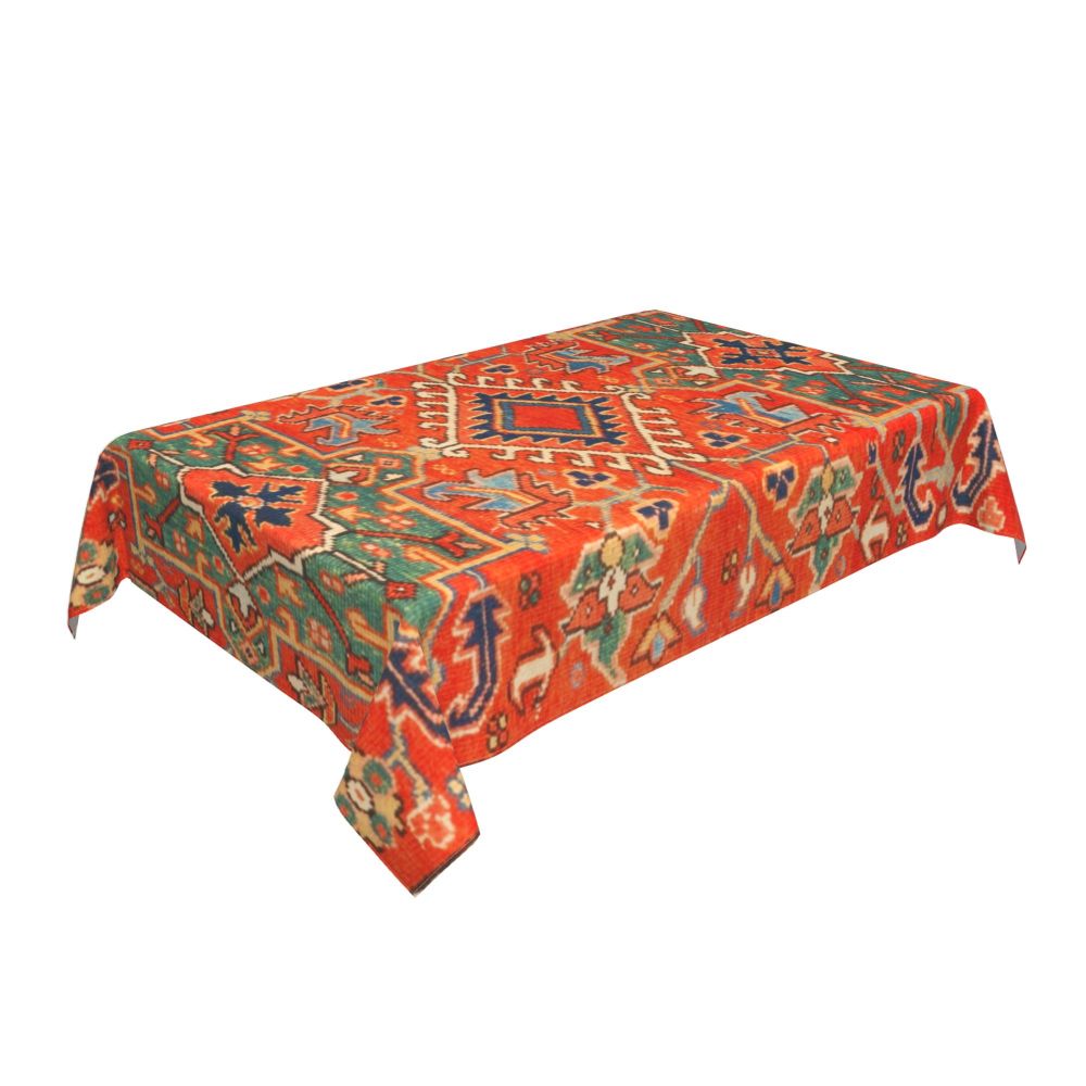 Cal Antique Turkish Kilim Tablecloth Backing Elastic Edge Table Covers Bohemian Ethnic Vintage Persian Carpet Tribal Table Cloth