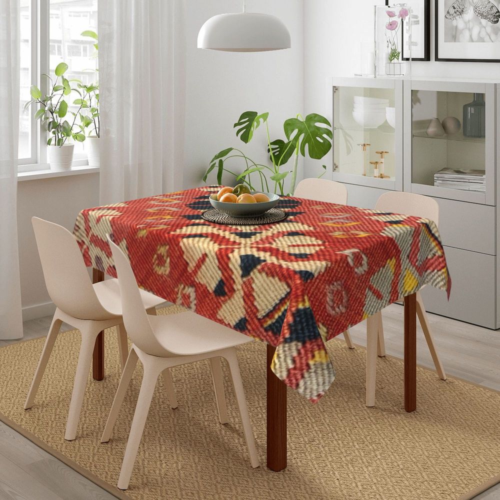 Cal Antique Turkish Kilim Tablecloth Backing Elastic Edge Table Covers Bohemian Ethnic Vintage Persian Carpet Tribal Table Cloth