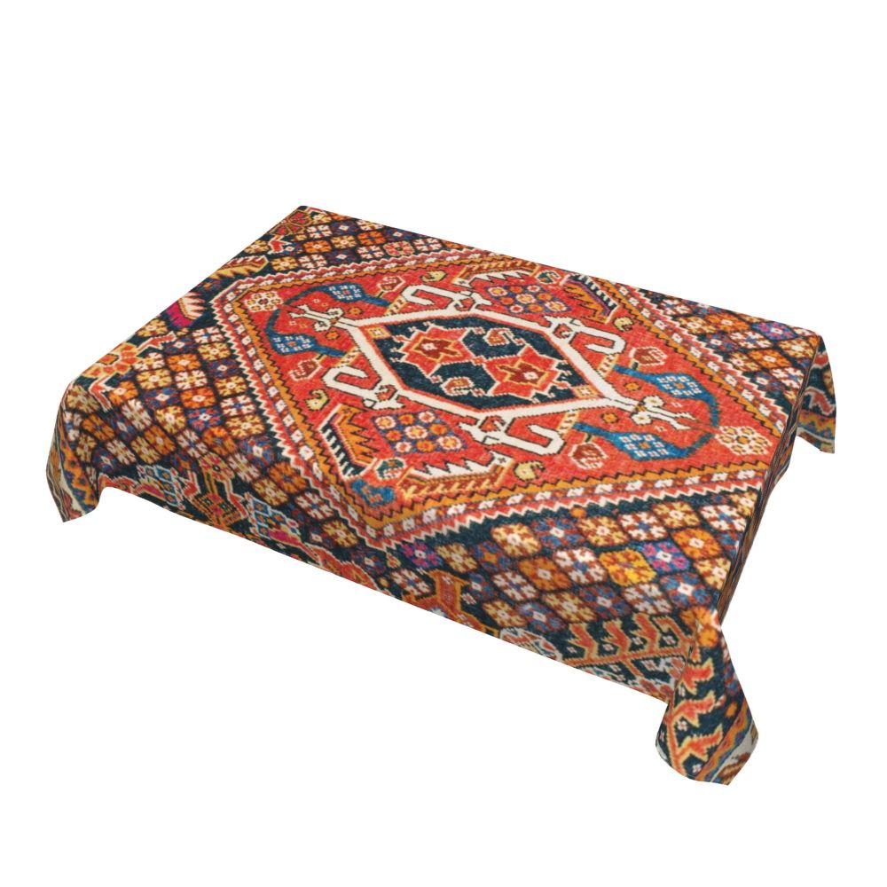 Cal Antique Turkish Kilim Tablecloth Backing Elastic Edge Table Covers Bohemian Ethnic Vintage Persian Carpet Tribal Table Cloth