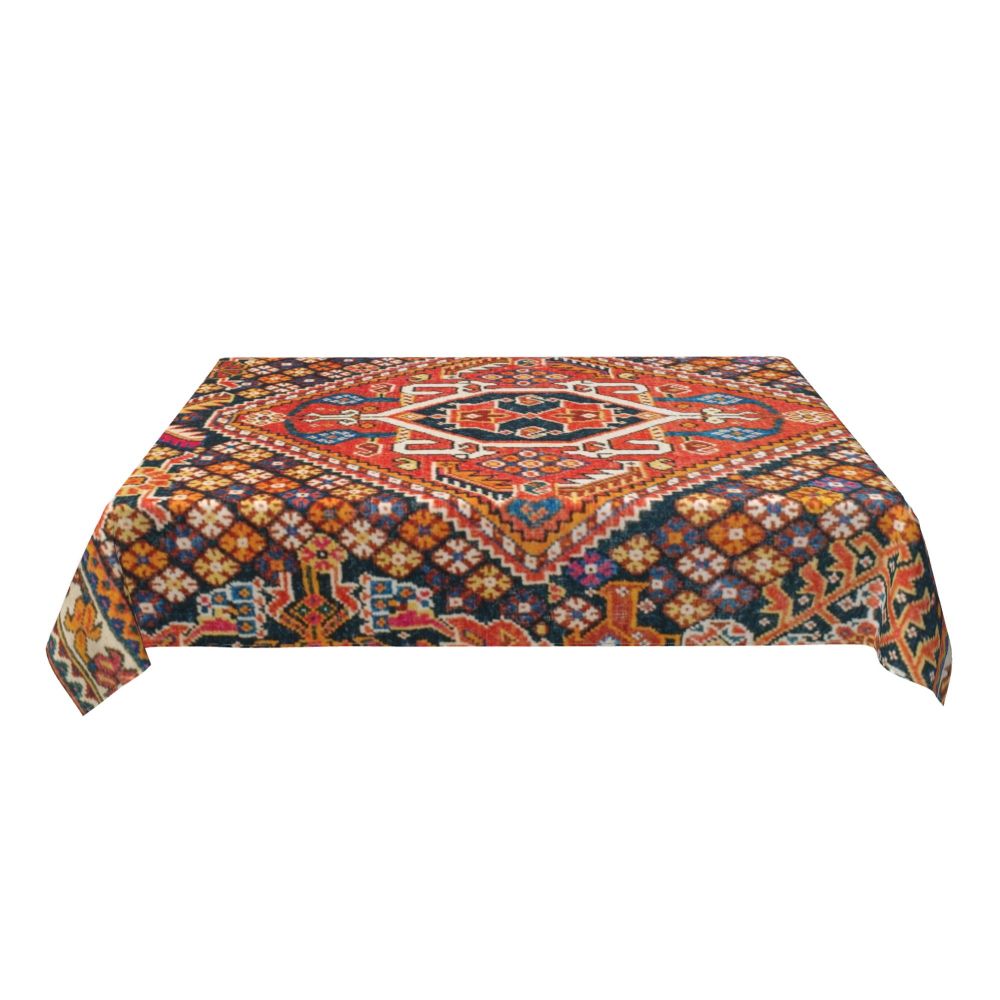 Cal Antique Turkish Kilim Tablecloth Backing Elastic Edge Table Covers Bohemian Ethnic Vintage Persian Carpet Tribal Table Cloth