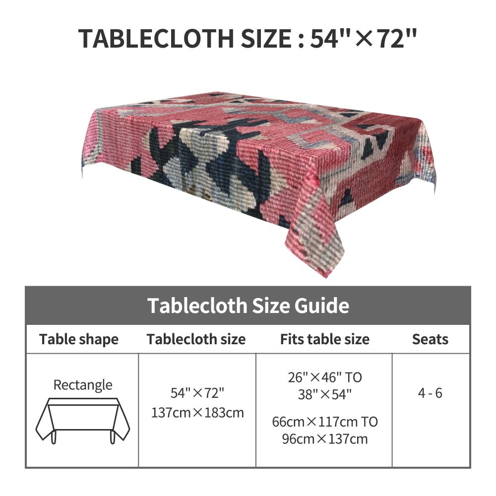 Cal Antique Turkish Kilim Tablecloth Backing Elastic Edge Table Covers Bohemian Ethnic Vintage Persian Carpet Tribal Table Cloth