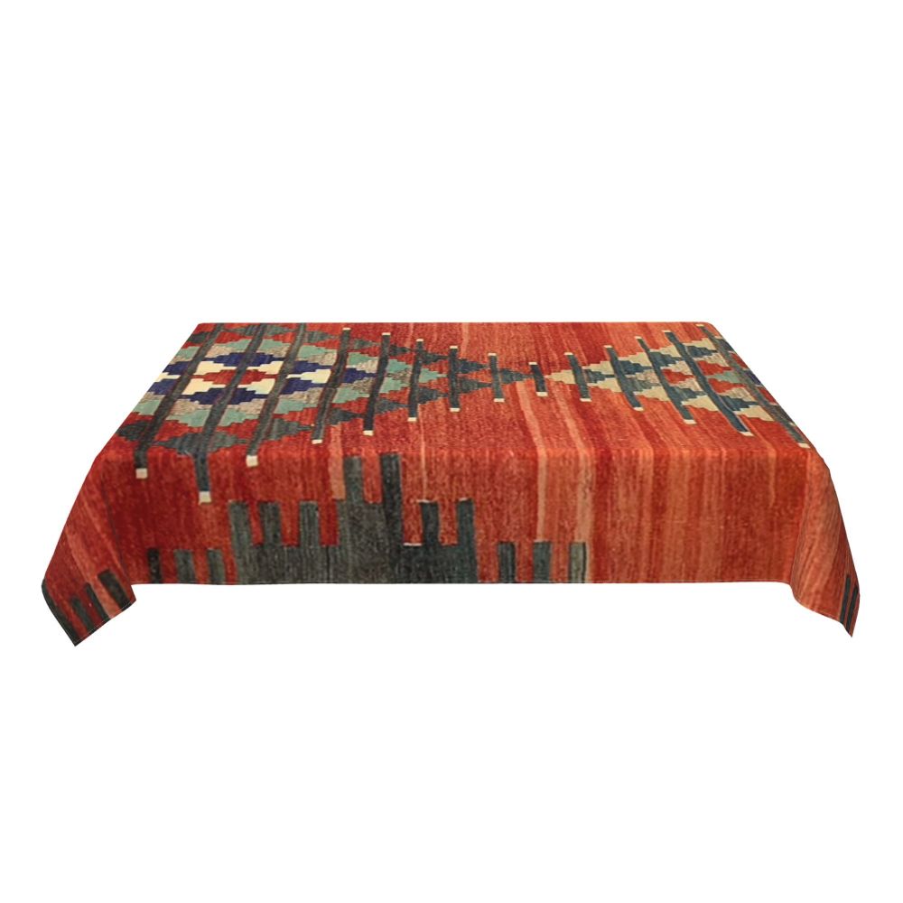 Cal Antique Turkish Kilim Tablecloth Backing Elastic Edge Table Covers Bohemian Ethnic Vintage Persian Carpet Tribal Table Cloth
