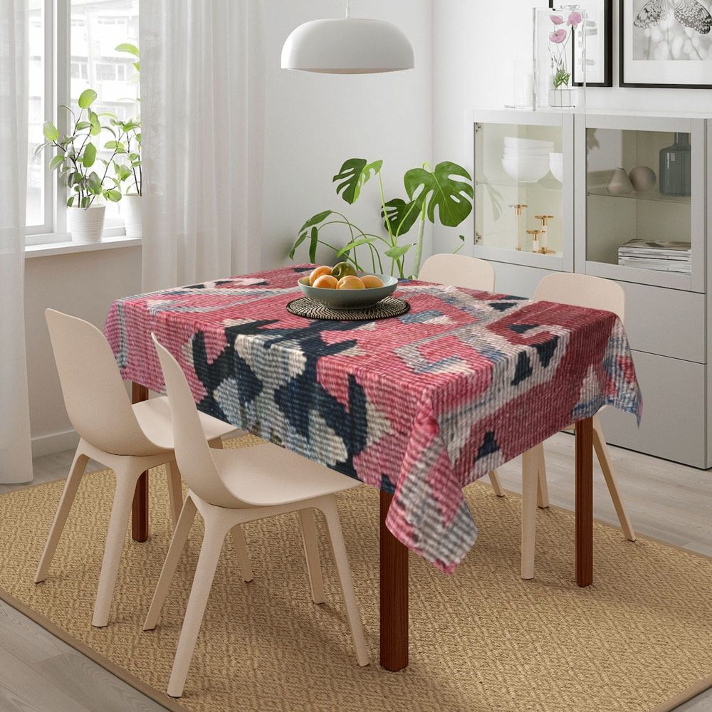 Cal Antique Turkish Kilim Tablecloth Backing Elastic Edge Table Covers Bohemian Ethnic Vintage Persian Carpet Tribal Table Cloth