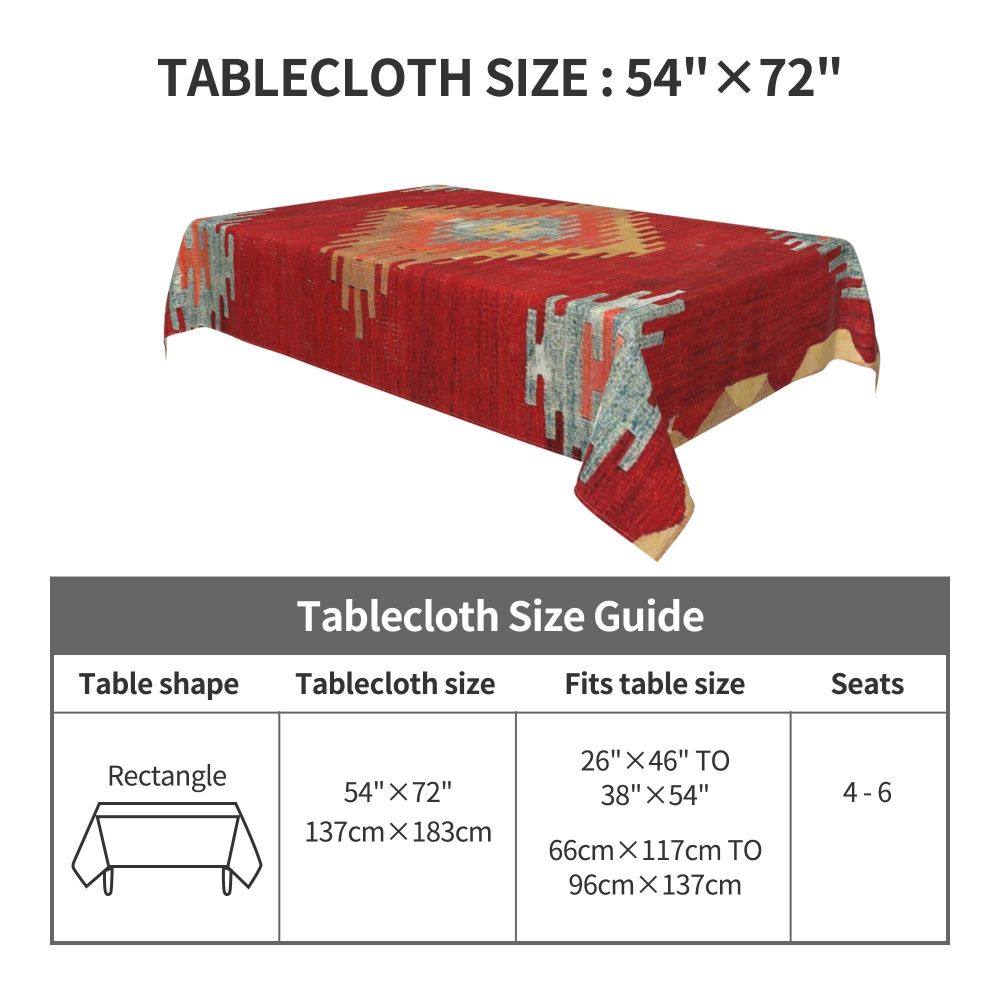 Cal Antique Turkish Kilim Tablecloth Backing Elastic Edge Table Covers Bohemian Ethnic Vintage Persian Carpet Tribal Table Cloth