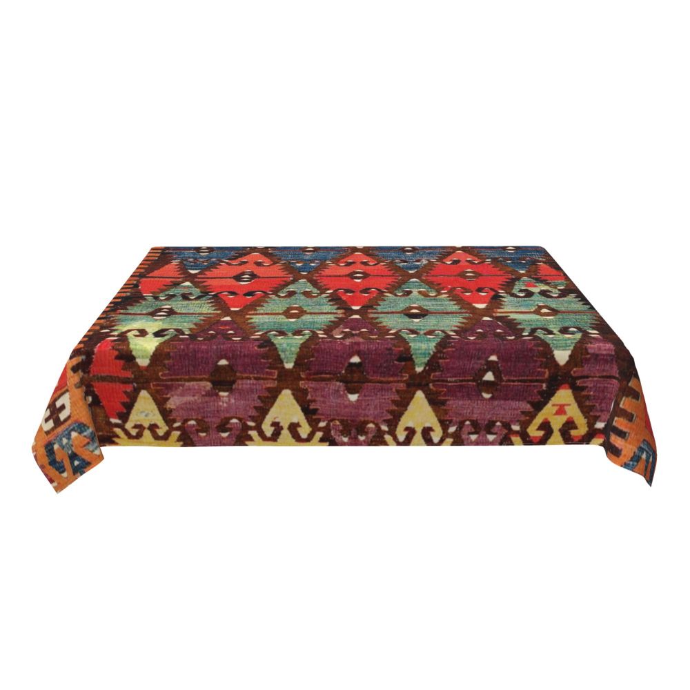 Cal Antique Turkish Kilim Tablecloth Backing Elastic Edge Table Covers Bohemian Ethnic Vintage Persian Carpet Tribal Table Cloth