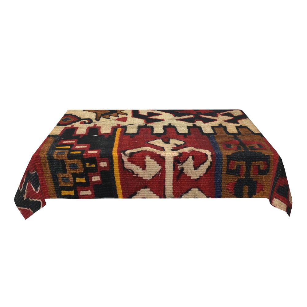 Cal Antique Turkish Kilim Tablecloth Backing Elastic Edge Table Covers Bohemian Ethnic Vintage Persian Carpet Tribal Table Cloth