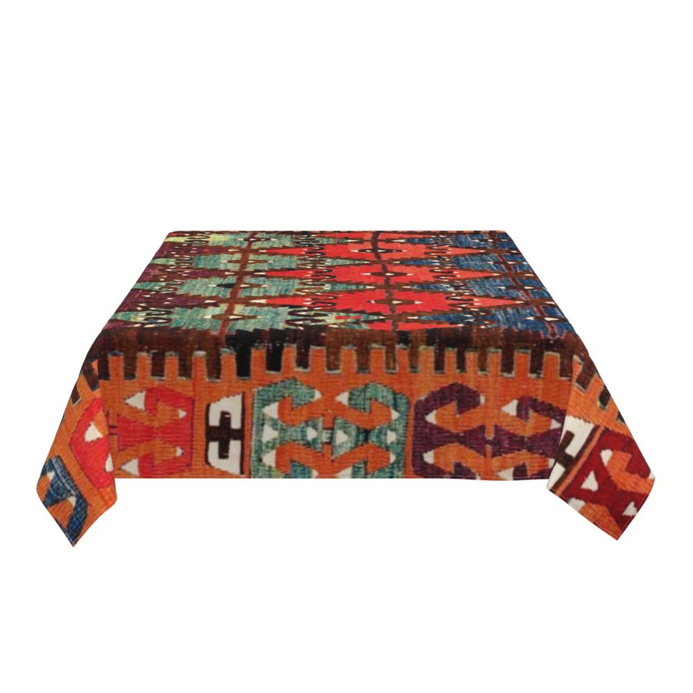 Cal Antique Turkish Kilim Tablecloth Backing Elastic Edge Table Covers Bohemian Ethnic Vintage Persian Carpet Tribal Table Cloth