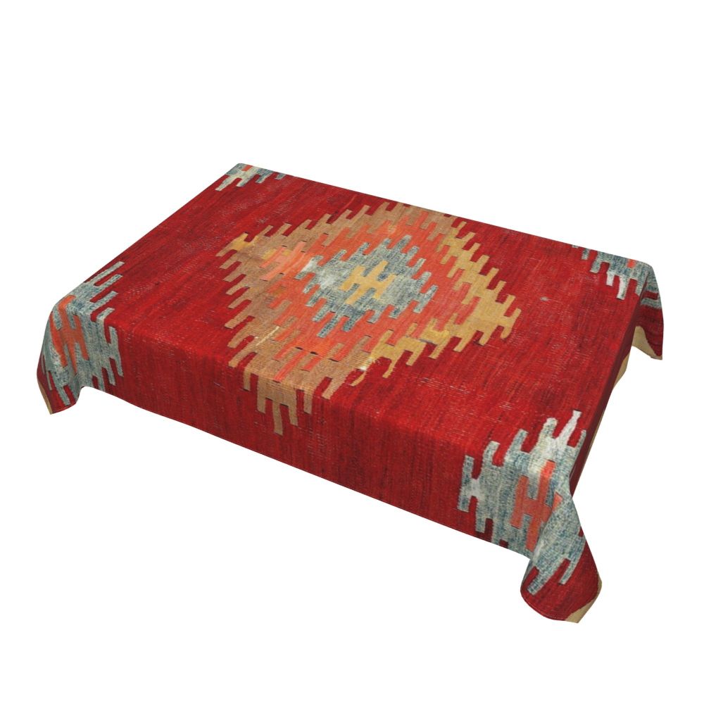 Cal Antique Turkish Kilim Tablecloth Backing Elastic Edge Table Covers Bohemian Ethnic Vintage Persian Carpet Tribal Table Cloth