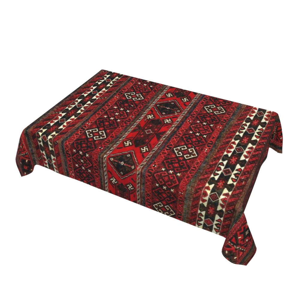 Cal Antique Turkish Kilim Tablecloth Backing Elastic Edge Table Covers Bohemian Ethnic Vintage Persian Carpet Tribal Table Cloth