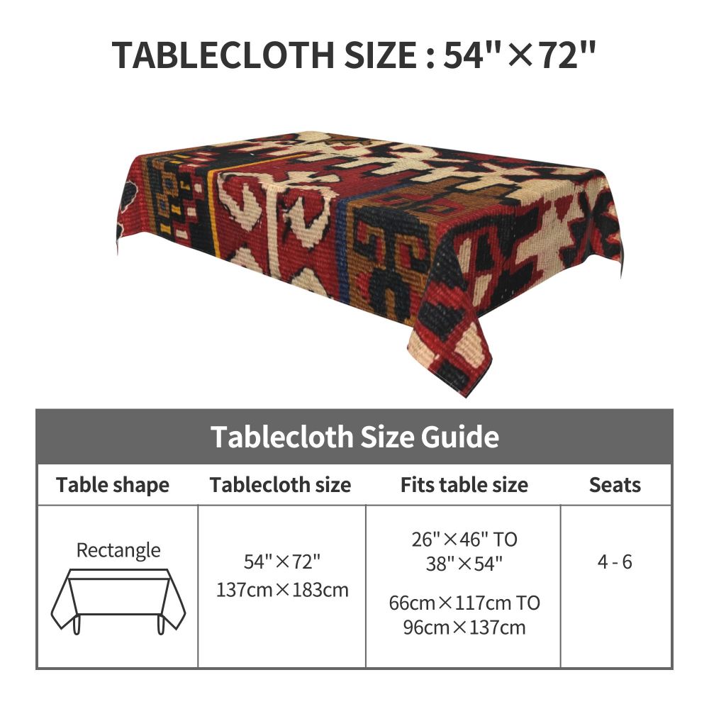 Cal Antique Turkish Kilim Tablecloth Backing Elastic Edge Table Covers Bohemian Ethnic Vintage Persian Carpet Tribal Table Cloth