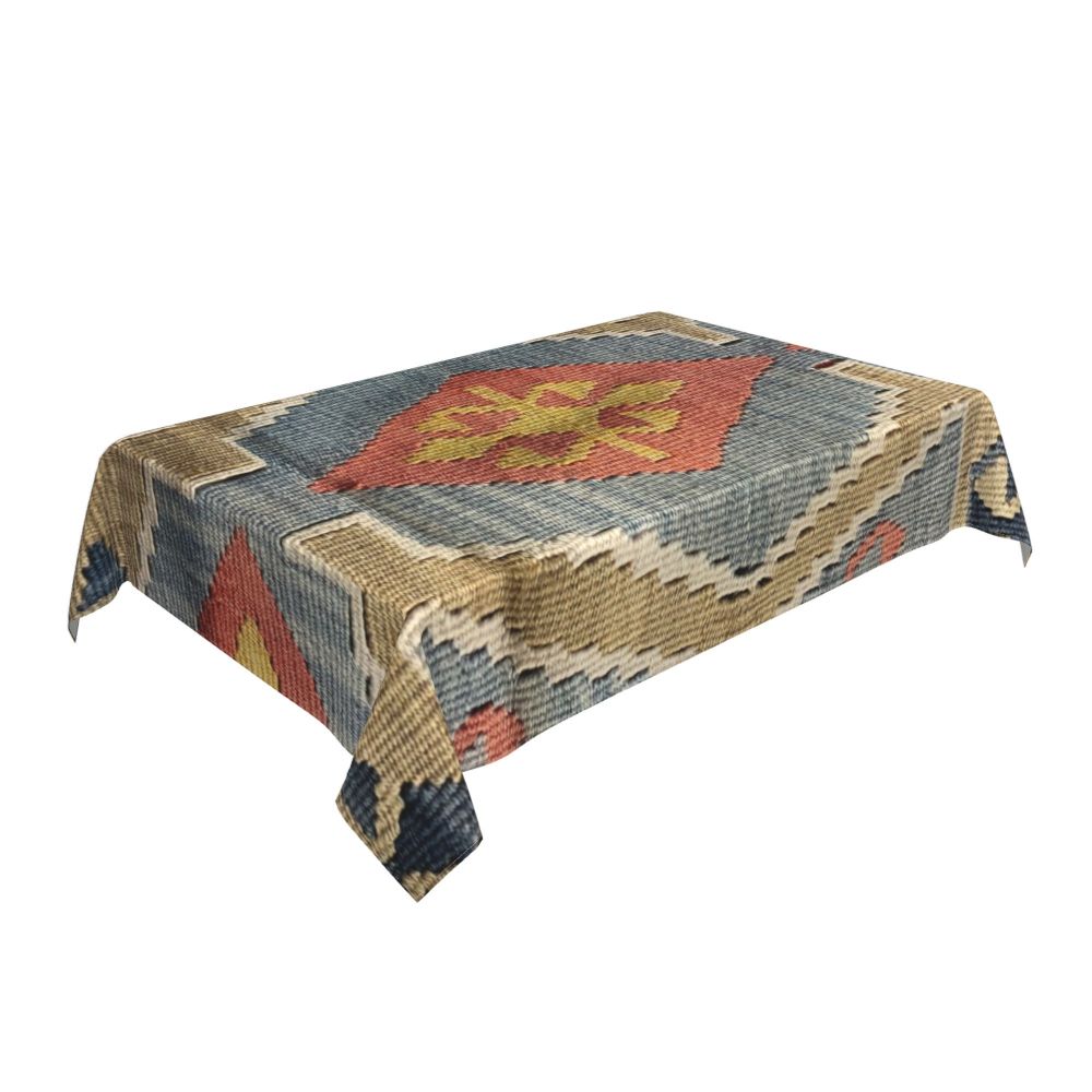 Cal Antique Turkish Kilim Tablecloth Backing Elastic Edge Table Covers Bohemian Ethnic Vintage Persian Carpet Tribal Table Cloth