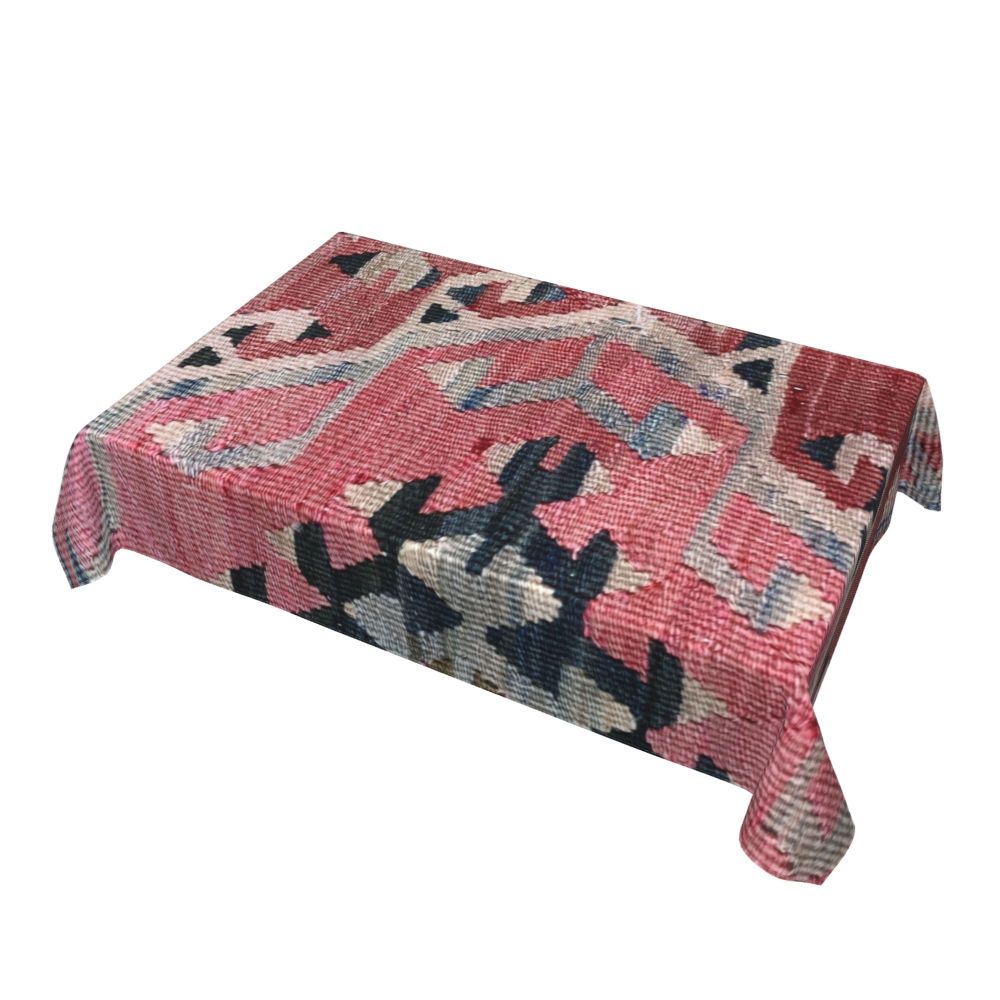 Cal Antique Turkish Kilim Tablecloth Backing Elastic Edge Table Covers Bohemian Ethnic Vintage Persian Carpet Tribal Table Cloth