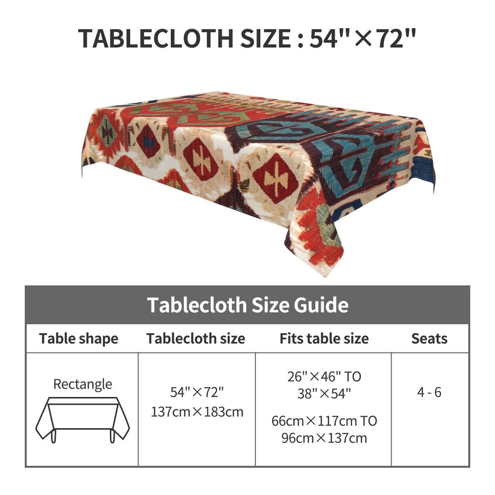Cal Antique Turkish Kilim Tablecloth Backing Elastic Edge Table Covers Bohemian Ethnic Vintage Persian Carpet Tribal Table Cloth