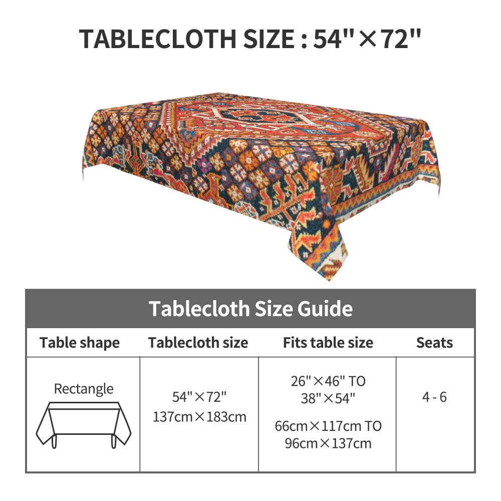 Cal Antique Turkish Kilim Tablecloth Backing Elastic Edge Table Covers Bohemian Ethnic Vintage Persian Carpet Tribal Table Cloth