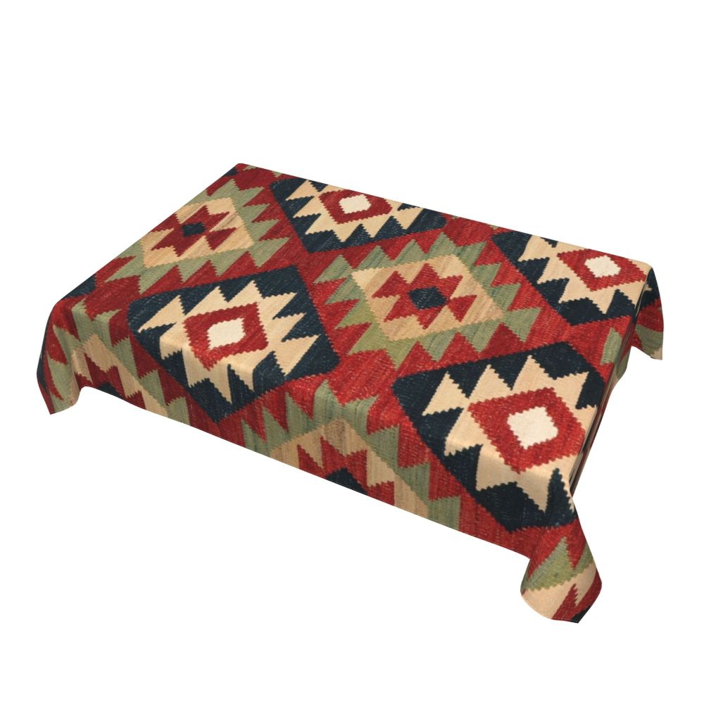 Cal Antique Turkish Kilim Tablecloth Backing Elastic Edge Table Covers Bohemian Ethnic Vintage Persian Carpet Tribal Table Cloth