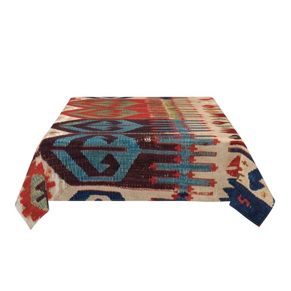 Cal Antique Turkish Kilim Tablecloth Backing Elastic Edge Table Covers Bohemian Ethnic Vintage Persian Carpet Tribal Table Cloth