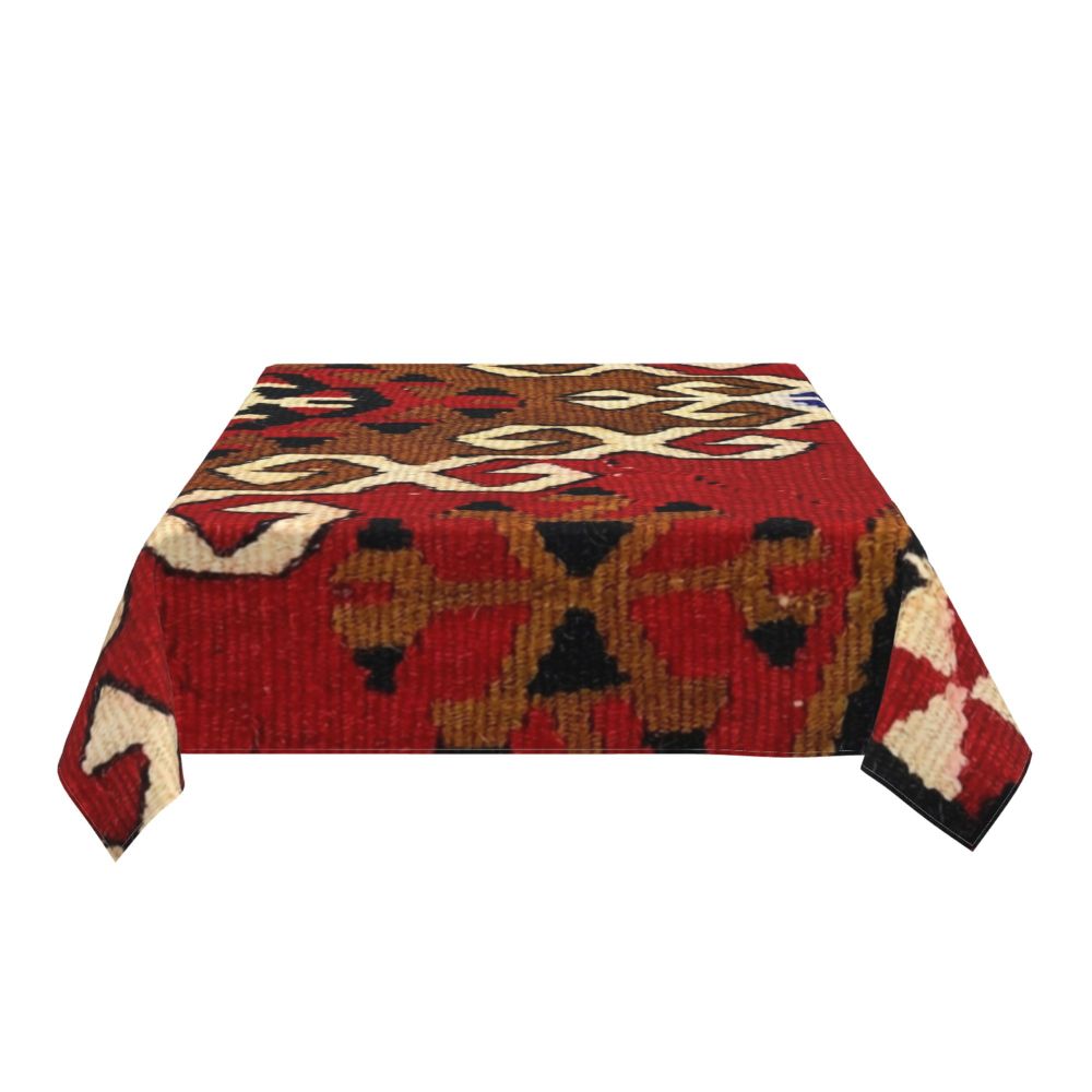 Cal Antique Turkish Kilim Tablecloth Backing Elastic Edge Table Covers Bohemian Ethnic Vintage Persian Carpet Tribal Table Cloth