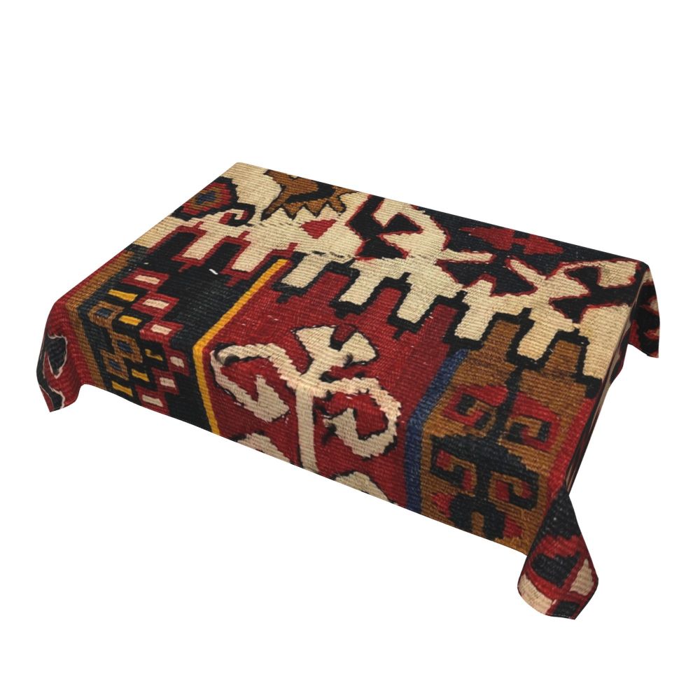 Cal Antique Turkish Kilim Tablecloth Backing Elastic Edge Table Covers Bohemian Ethnic Vintage Persian Carpet Tribal Table Cloth