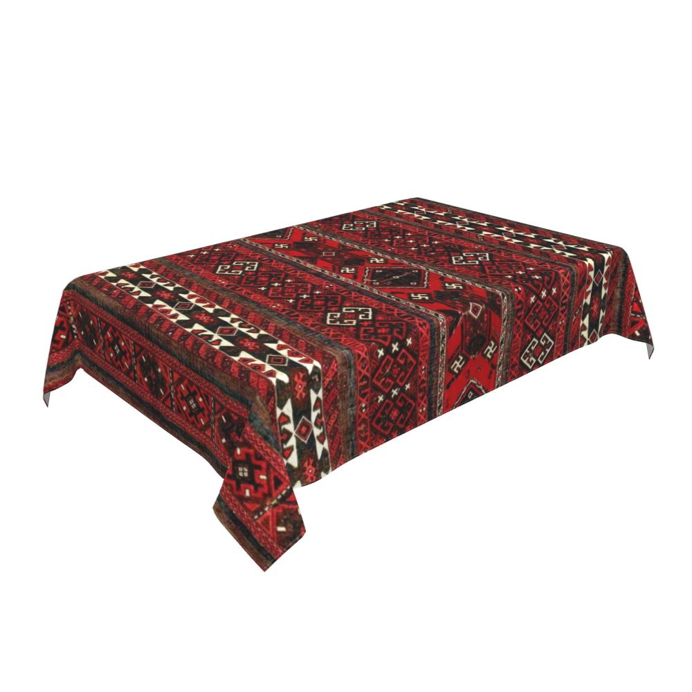 Cal Antique Turkish Kilim Tablecloth Backing Elastic Edge Table Covers Bohemian Ethnic Vintage Persian Carpet Tribal Table Cloth