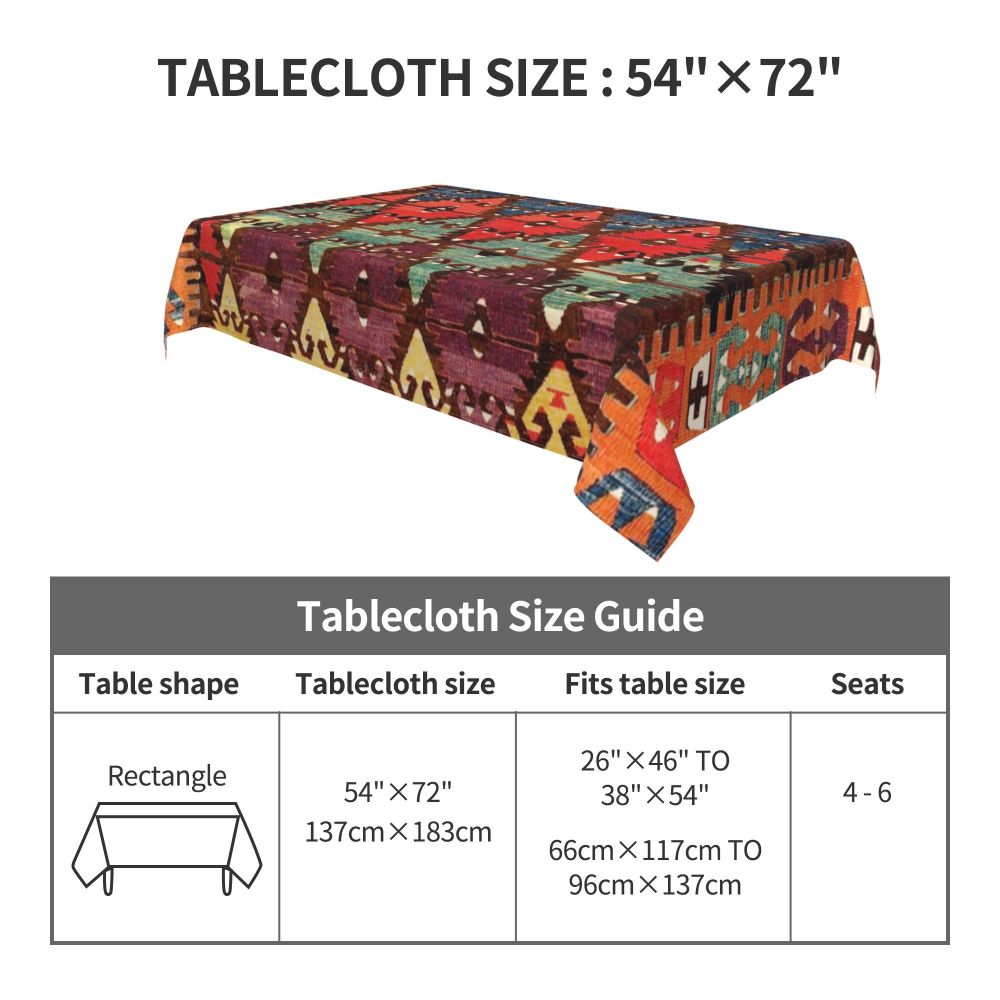 Cal Antique Turkish Kilim Tablecloth Backing Elastic Edge Table Covers Bohemian Ethnic Vintage Persian Carpet Tribal Table Cloth