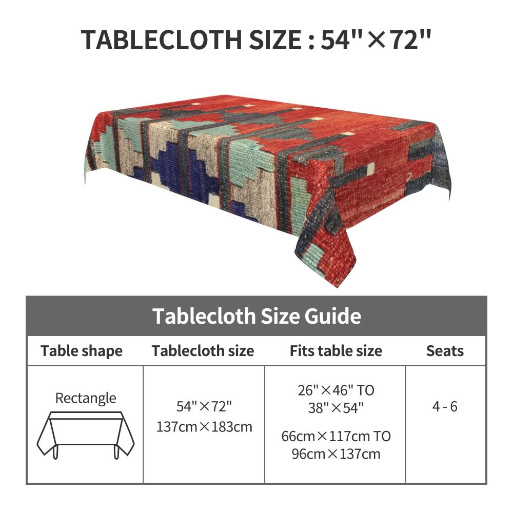 Cal Antique Turkish Kilim Tablecloth Backing Elastic Edge Table Covers Bohemian Ethnic Vintage Persian Carpet Tribal Table Cloth