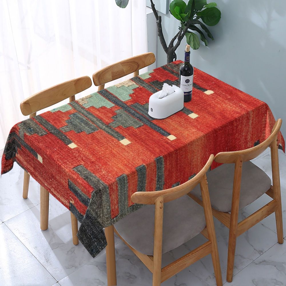 Cal Antique Turkish Kilim Tablecloth Backing Elastic Edge Table Covers Bohemian Ethnic Vintage Persian Carpet Tribal Table Cloth