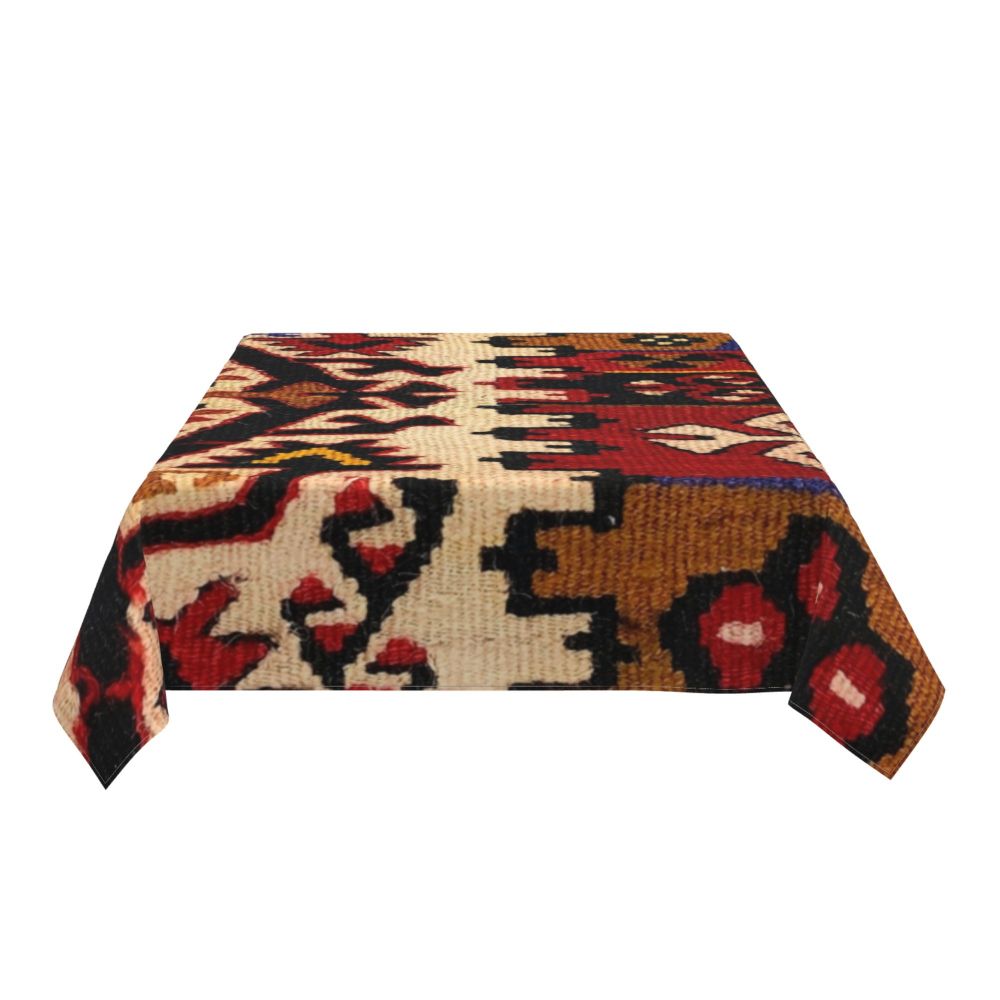 Cal Antique Turkish Kilim Tablecloth Backing Elastic Edge Table Covers Bohemian Ethnic Vintage Persian Carpet Tribal Table Cloth