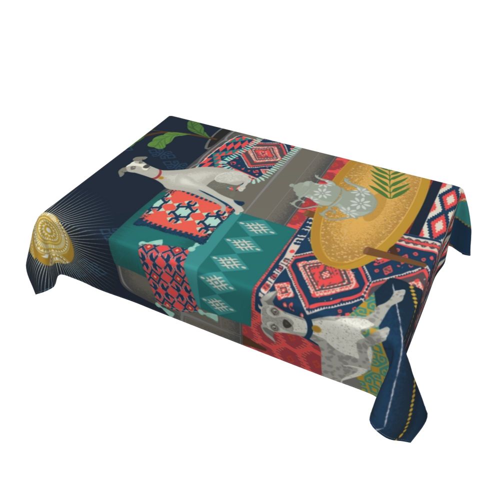 Cal Antique Turkish Kilim Tablecloth Backing Elastic Edge Table Covers Bohemian Ethnic Vintage Persian Carpet Tribal Table Cloth