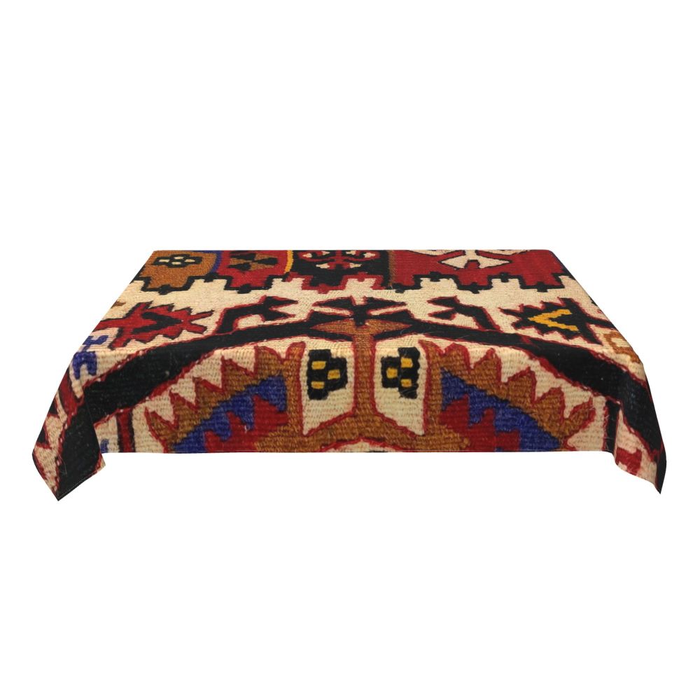 Cal Antique Turkish Kilim Tablecloth Backing Elastic Edge Table Covers Bohemian Ethnic Vintage Persian Carpet Tribal Table Cloth