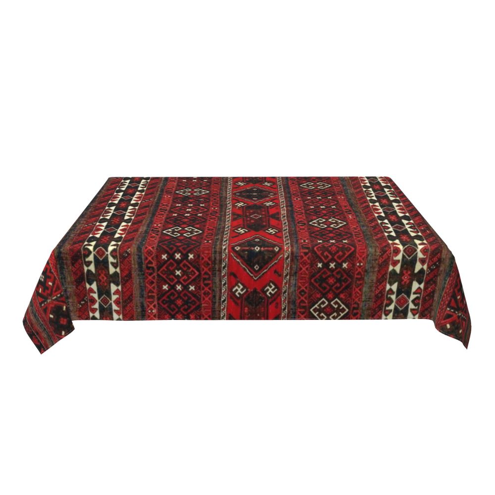 Cal Antique Turkish Kilim Tablecloth Backing Elastic Edge Table Covers Bohemian Ethnic Vintage Persian Carpet Tribal Table Cloth