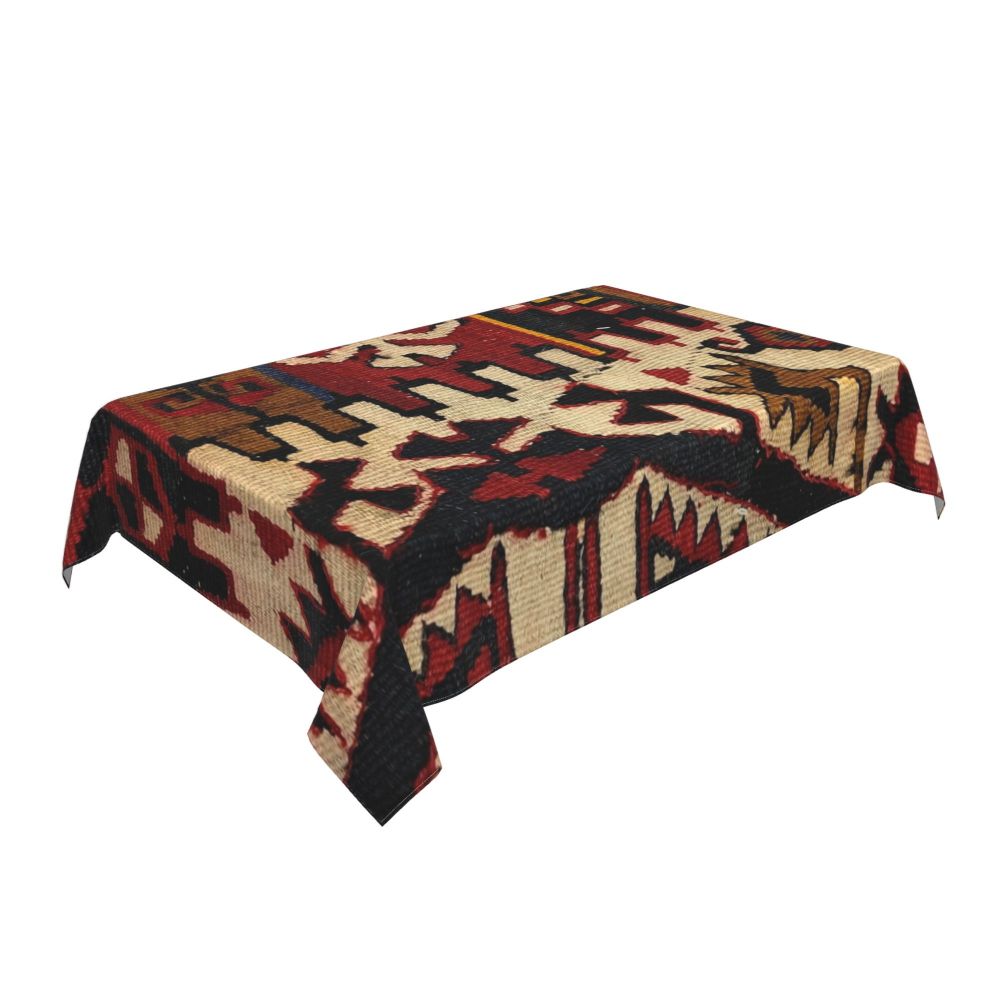 Cal Antique Turkish Kilim Tablecloth Backing Elastic Edge Table Covers Bohemian Ethnic Vintage Persian Carpet Tribal Table Cloth