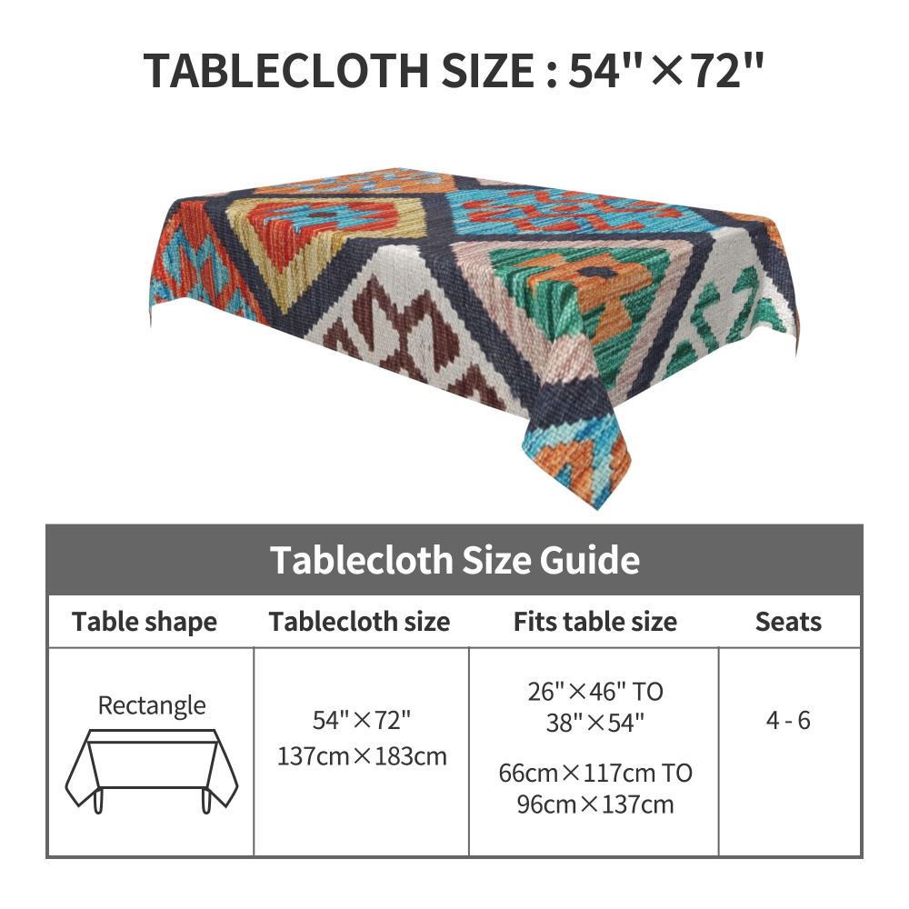 Cal Antique Turkish Kilim Tablecloth Backing Elastic Edge Table Covers Bohemian Ethnic Vintage Persian Carpet Tribal Table Cloth