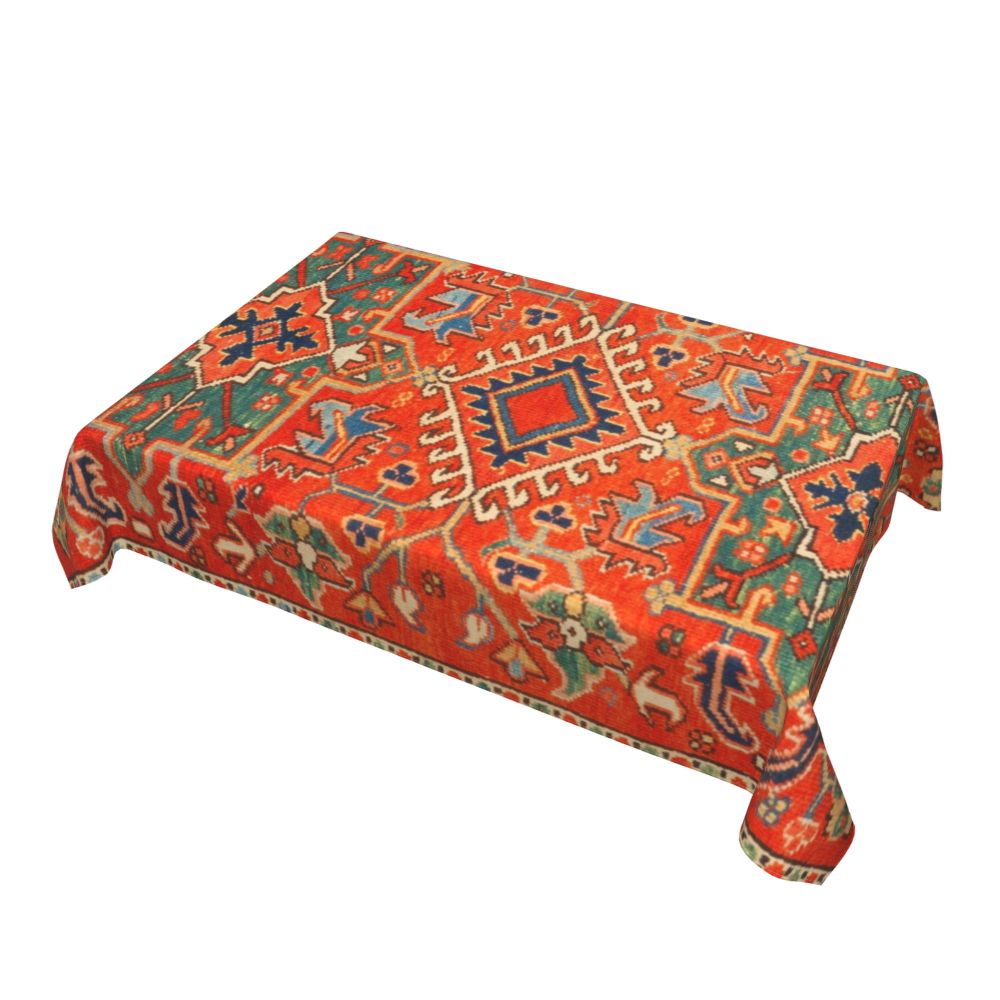 Cal Antique Turkish Kilim Tablecloth Backing Elastic Edge Table Covers Bohemian Ethnic Vintage Persian Carpet Tribal Table Cloth