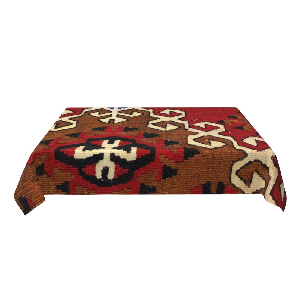 Cal Antique Turkish Kilim Tablecloth Backing Elastic Edge Table Covers Bohemian Ethnic Vintage Persian Carpet Tribal Table Cloth