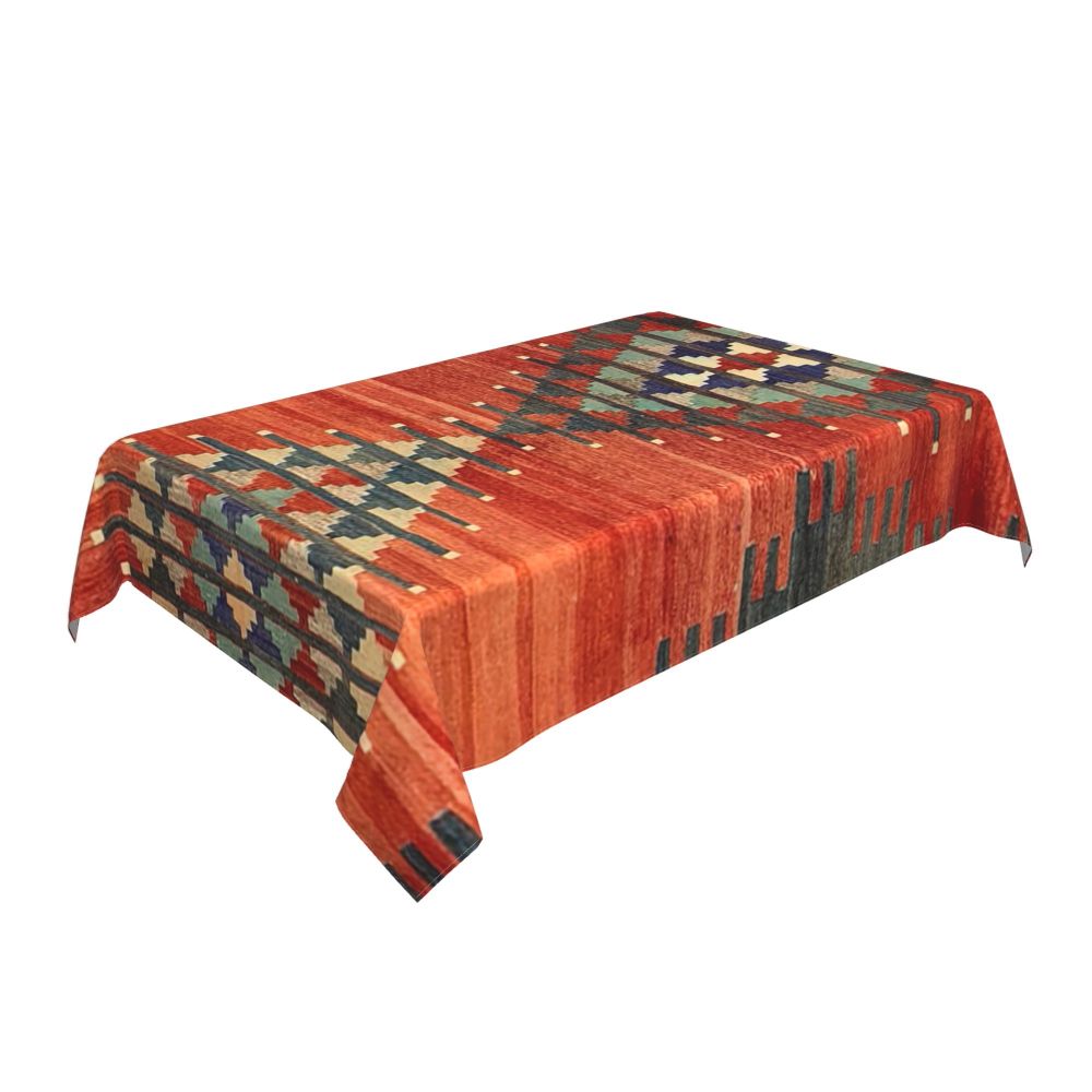 Cal Antique Turkish Kilim Tablecloth Backing Elastic Edge Table Covers Bohemian Ethnic Vintage Persian Carpet Tribal Table Cloth