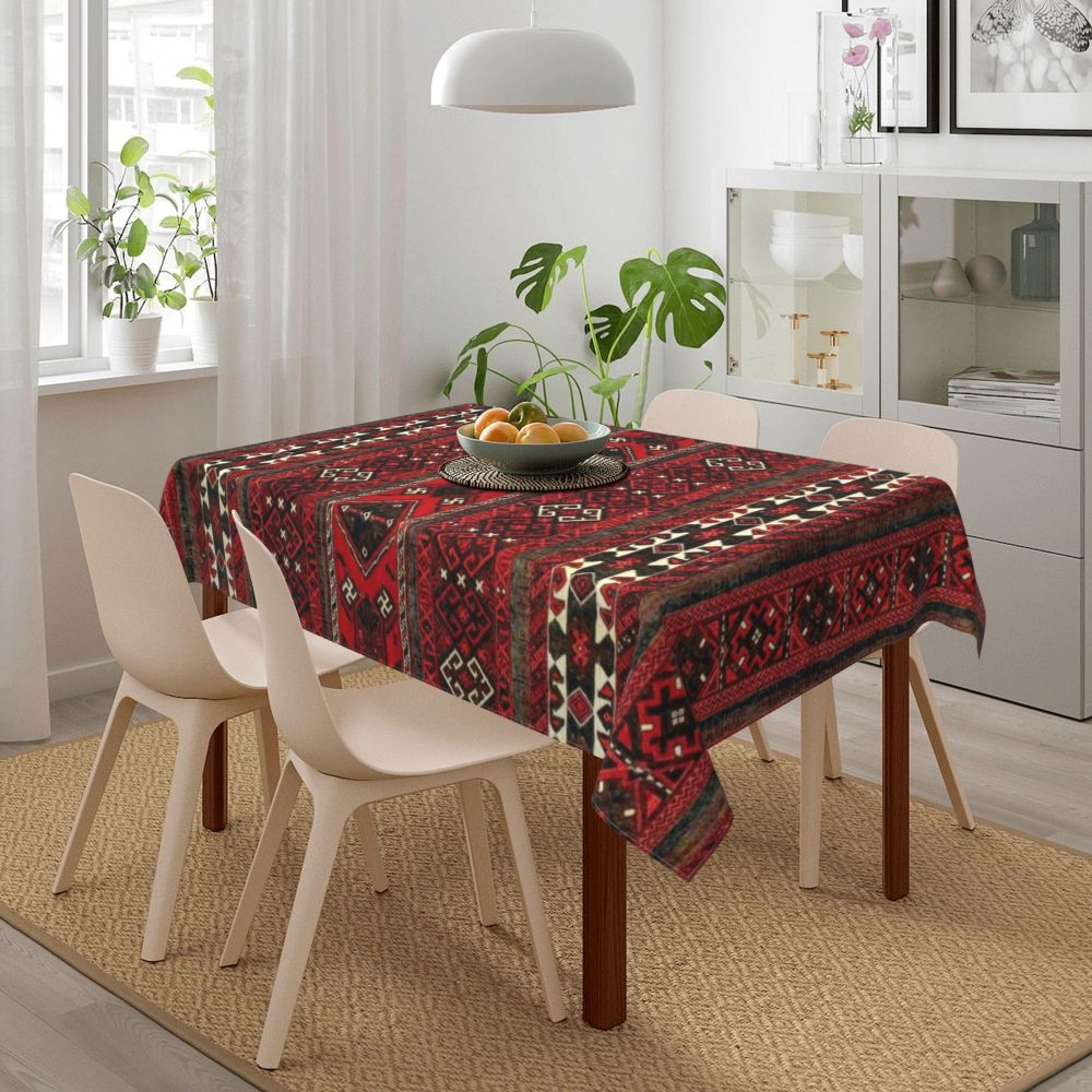 Cal Antique Turkish Kilim Tablecloth Backing Elastic Edge Table Covers Bohemian Ethnic Vintage Persian Carpet Tribal Table Cloth
