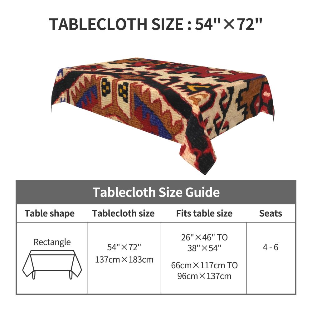 Cal Antique Turkish Kilim Tablecloth Backing Elastic Edge Table Covers Bohemian Ethnic Vintage Persian Carpet Tribal Table Cloth