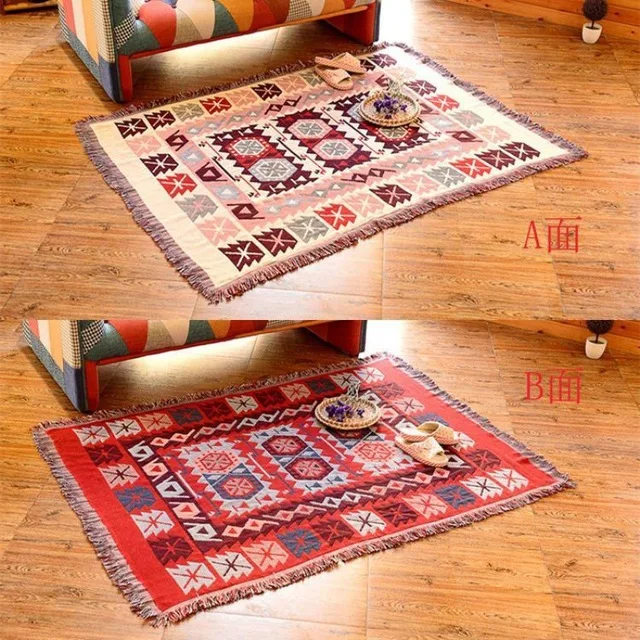 Europe Pink Sofa Throw Blanket Cotton Thread Knitted Blanket With Tassel Geometry Bohemian Sofa Cover Bed Blanket Home Decor