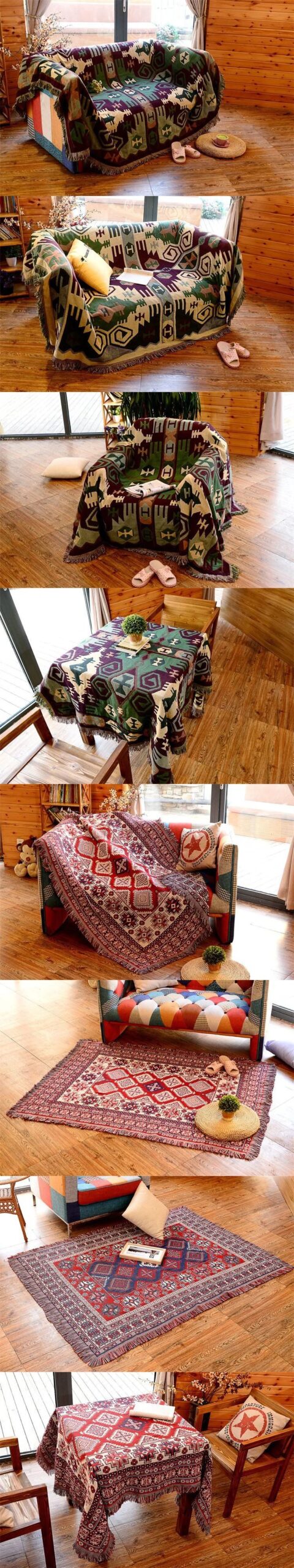 Europe Pink Sofa Throw Blanket Cotton Thread Knitted Blanket With Tassel Geometry Bohemian Sofa Cover Bed Blanket Home Decor