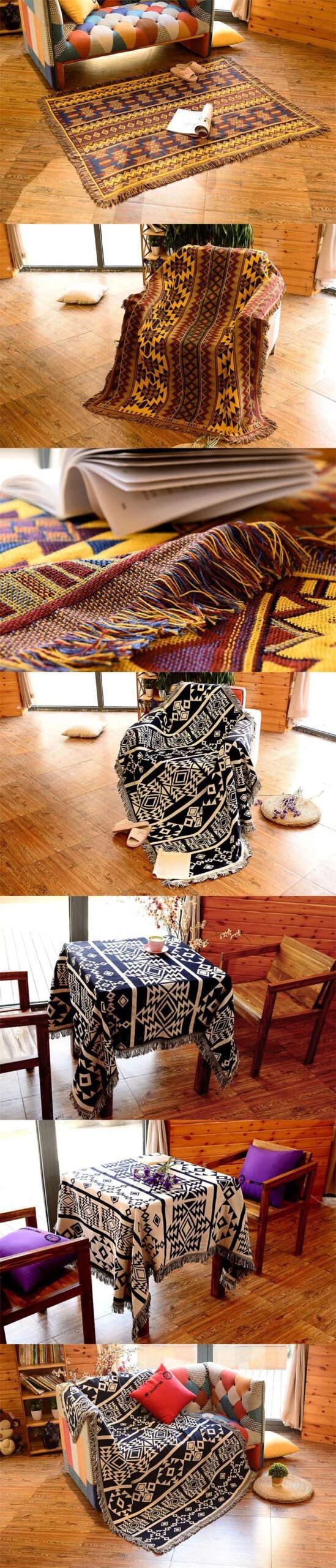 Europe Pink Sofa Throw Blanket Cotton Thread Knitted Blanket With Tassel Geometry Bohemian Sofa Cover Bed Blanket Home Decor
