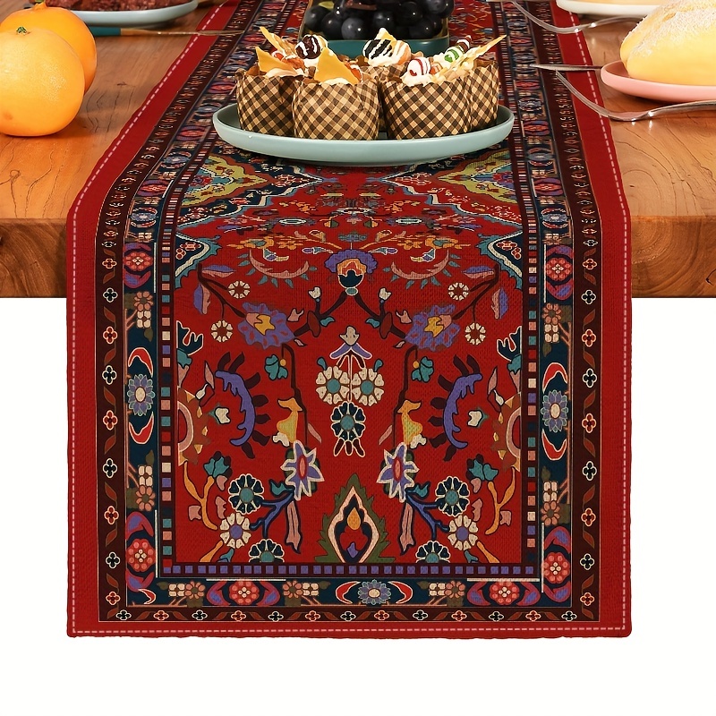 Bohemian Geometric Pattern Table Runner Linen Kitchen Decoration Accessories for Indoor Outdoor Holiday Decoration Table Runner