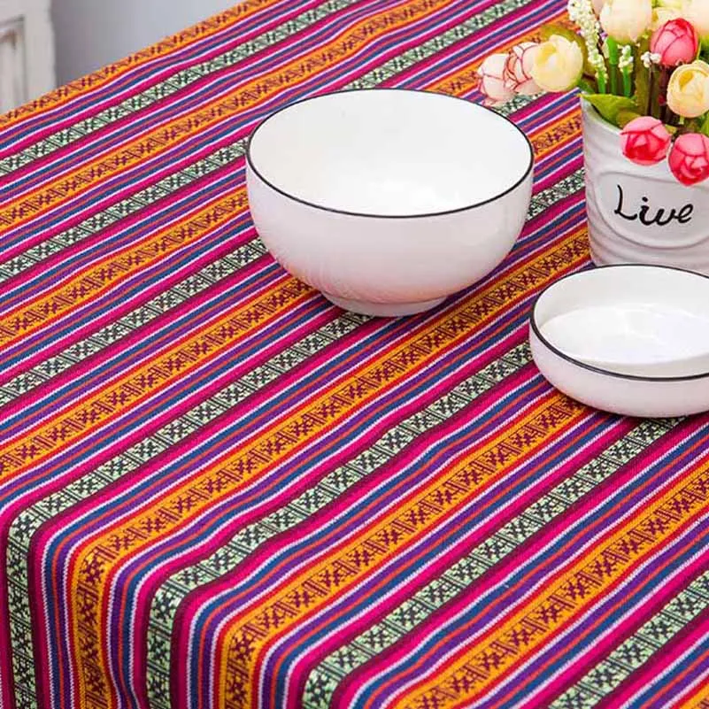 Bohemian Ethnic Style Striped Jacquard Fabric Geometric Yarn Dyed Pattern For Sewing Accessories Home Decor Textile By Meters