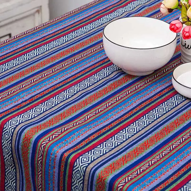 Bohemian Ethnic Style Striped Jacquard Fabric Geometric Yarn Dyed Pattern For Sewing Accessories Home Decor Textile By Meters
