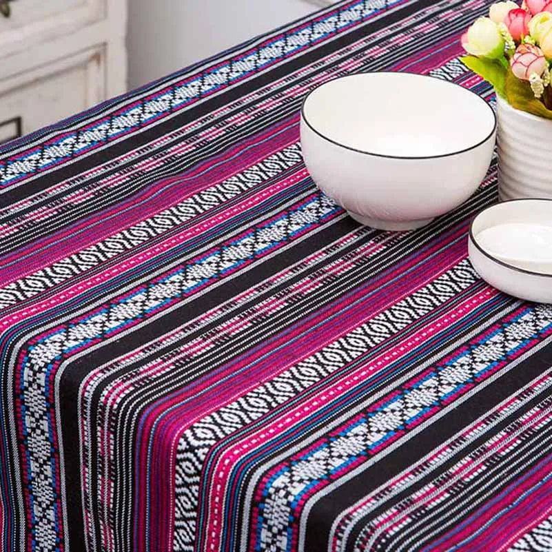 Bohemian Ethnic Style Striped Jacquard Fabric Geometric Yarn Dyed Pattern For Sewing Accessories Home Decor Textile By Meters
