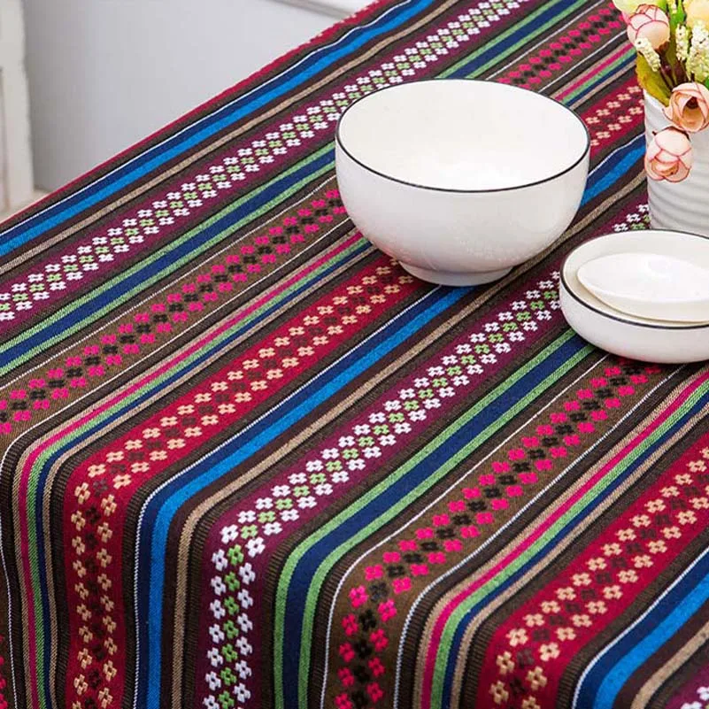 Bohemian Ethnic Style Striped Jacquard Fabric Geometric Yarn Dyed Pattern For Sewing Accessories Home Decor Textile By Meters