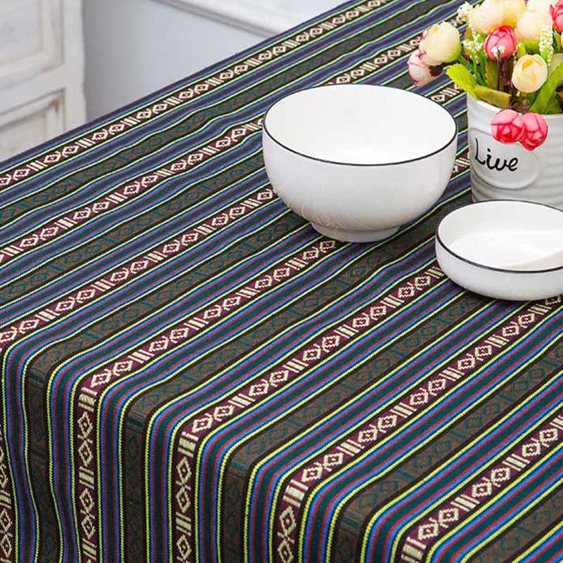 Bohemian Ethnic Style Striped Jacquard Fabric Geometric Yarn Dyed Pattern For Sewing Accessories Home Decor Textile By Meters
