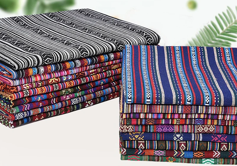 Bohemian Ethnic Style Striped Jacquard Fabric Geometric Yarn Dyed Pattern For Sewing Accessories Home Decor Textile By Meters