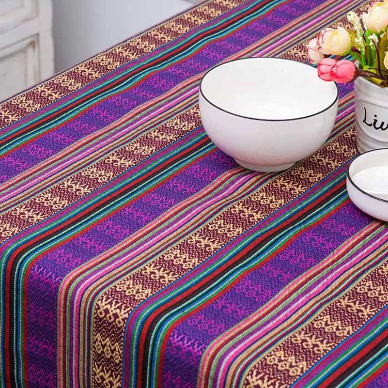 Bohemian Ethnic Style Striped Jacquard Fabric Geometric Yarn Dyed Pattern For Sewing Accessories Home Decor Textile By Meters