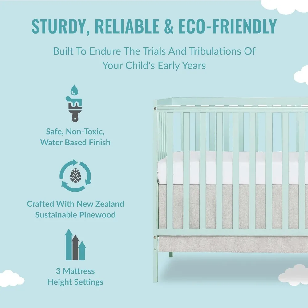 Synergy 5-In-1 Convertible Crib In Aqua Sky, Greenguard Gold Certified