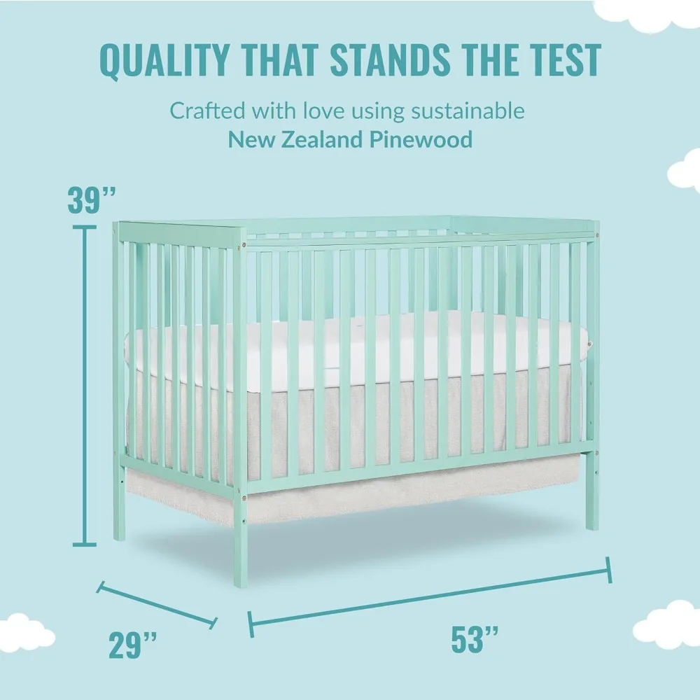 Synergy 5-In-1 Convertible Crib In Aqua Sky, Greenguard Gold Certified